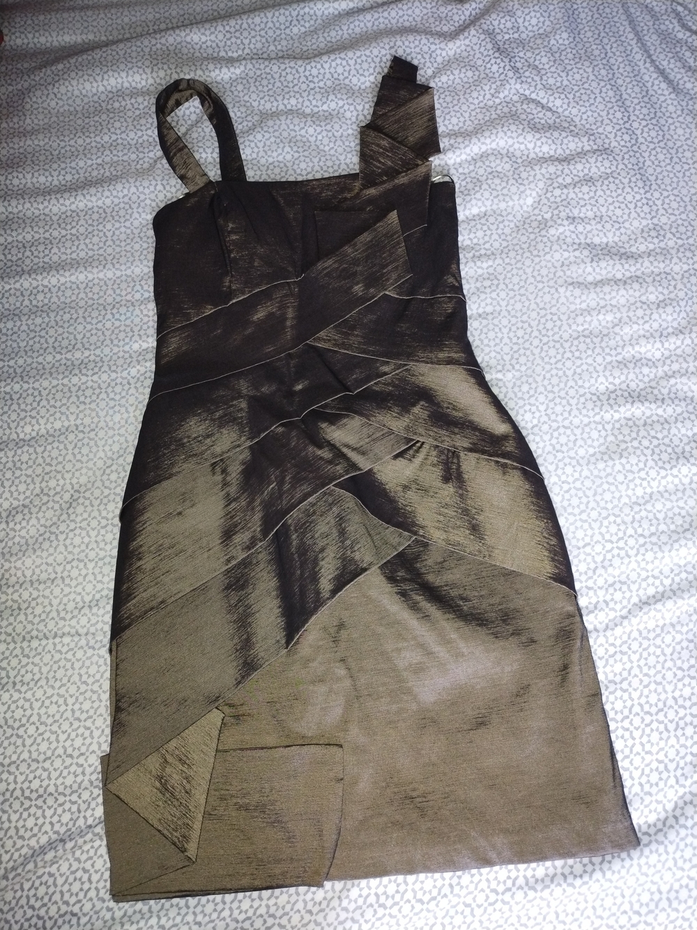 Cache Bronze-Brown One-Shoulder Cocktail Dress